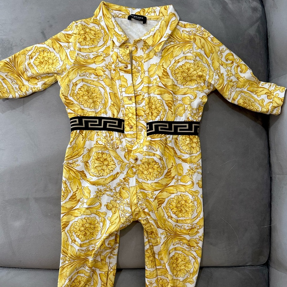 VERSACE White & Gold Barocco Romper, size 12-18 months